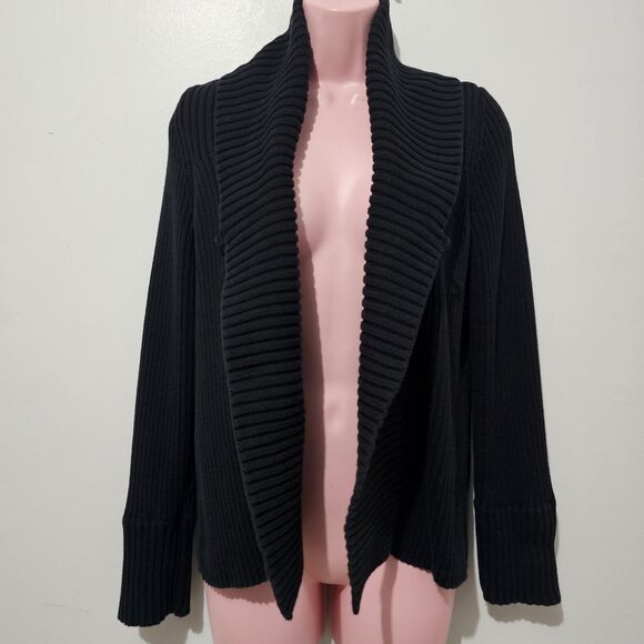 Calvin Klein Jeans - Cardigan Sweater Ribbed Wrap Knit - Size L - Black - Picture 1 of 7